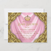 Royal Princess Baby shower Roze Satijn en Goud Kaart (Achterkant)