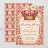 Royal Princess Birthday Party Crown Ornate Kaart (Voorkant / Achterkant)