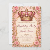 Royal Princess Birthday Party Crown Ornate Kaart (Voorkant)