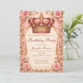 Royal Princess Birthday Party Crown Ornate Kaart (Staand voorkant)