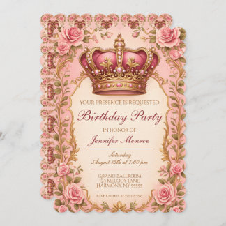 Royal Princess Birthday Party Crown Ornate Kaart