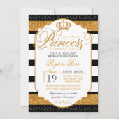 Royal Princess Black White Stripe Gouden Verjaarda Kaart (Voorkant)