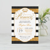 Royal Princess Black White Stripe Gouden Verjaarda Kaart (Staand voorkant)