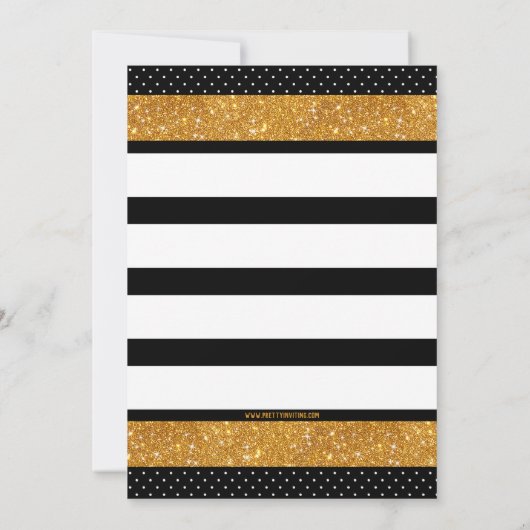Royal Princess Black White Stripe Gouden Verjaarda Kaart (Achterkant)