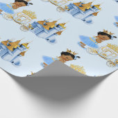 Royal Princess Castle Carriage Blue Gold Girl Cadeaupapier (Hoek)