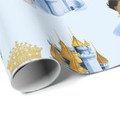 Royal Princess Castle Carriage Blue Gold Girl Cadeaupapier (Rol Hoek)