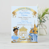 Royal Princess Castle Carriage Blue Gold Girl Kaart (Staand voorkant)