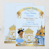 Royal Princess Castle Carriage Blue Gold Girl Kaart (Voorkant / Achterkant)