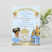 Royal Princess Castle Carriage Blue Gold Girl Kaart (Staand voorkant)