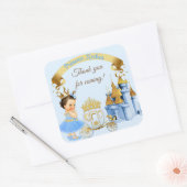 Royal Princess Castle Carriage Blue Gold Girl Vierkante Sticker (Envelop)