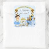 Royal Princess Castle Carriage Blue Gold Girl Vierkante Sticker (Tas)