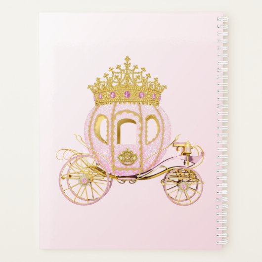 Royal Princess Castle Carriage Girl Pink Gold Planner (Achterkant)
