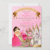 Royal Princess Castle Carriage Pink Gold Girl Kaart (Voorkant)