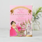 Royal Princess Castle Carriage Pink Gold Girl Kaart (Staand voorkant)