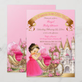 Royal Princess Castle Carriage Pink Gold Girl Kaart (Voorkant / Achterkant)