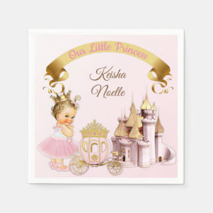 Royal Princess Castle Carriage Pink Gold Girl Servetten