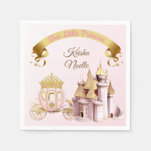 Royal Princess Castle Carriage Roze Gold Girl Pape Servet