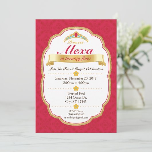 Royal Princess Celebration Party Uitnodiging (5x7) (Staand voorkant)