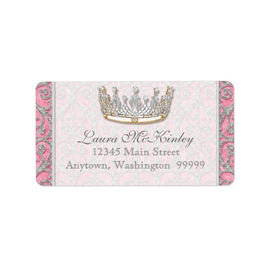 Royal Princess Crown Baby Matching Address Label (Voorkant)