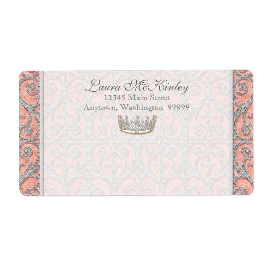 Royal Princess Crown Baby Matching Address Label (Voorkant)