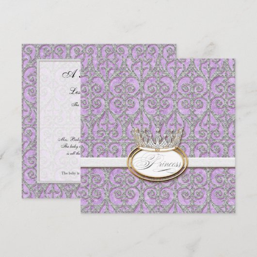 Royal Princess Crown Baby shower Kaart (Voorkant / Achterkant)