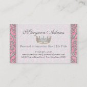 Royal Princess Crown Beauty Pageant-testant Visitekaartje (Achterkant)