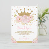 Royal Princess Crown Blush Pink Gold Birthday Bedankkaart (Staand voorkant)