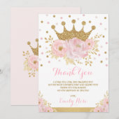 Royal Princess Crown Blush Pink Gold Birthday Bedankkaart (Voorkant / Achterkant)