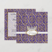 Royal Princess Crown Girl Verjaardagsfeest Uitnodi Kaart (Voorkant / Achterkant)