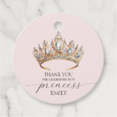 Royal Princess Crown Girl Verjaardagsfeestje Bedankjes Labels (Voorkant)