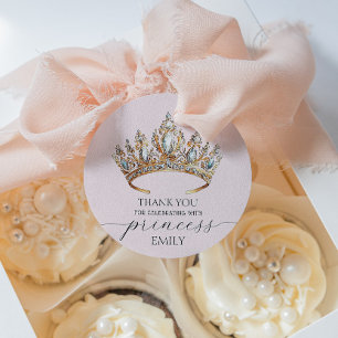 Royal Princess Crown Girl Verjaardagsfeestje Bedankjes Labels