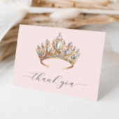 Royal Princess Crown Girl Verjaardagsfeestje Bedankkaart