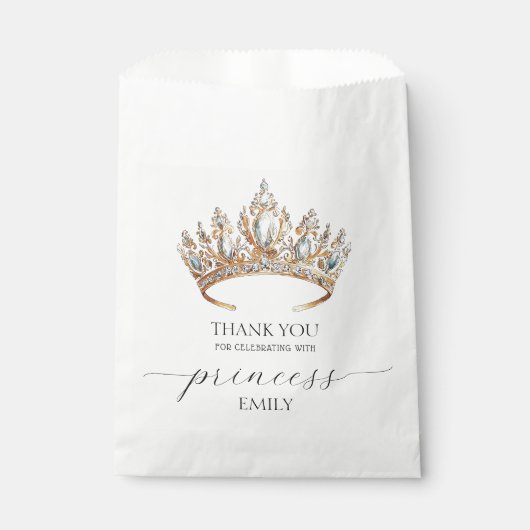 Royal Princess Crown Girl Verjaardagsfeestje Bedankzakje (Voorkant)