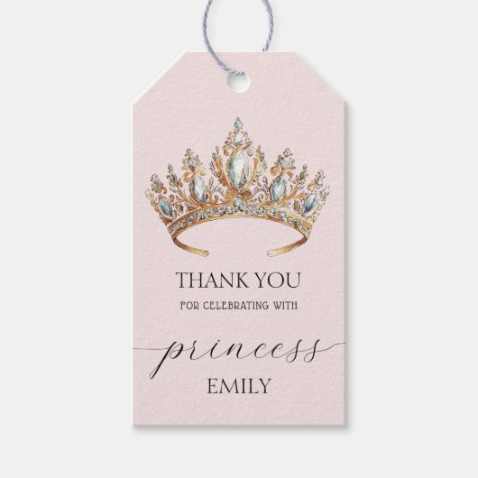 Royal Princess Crown Girl Verjaardagsfeestje Cadeaulabel (Voorkant)