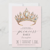 Royal Princess Crown Girl Verjaardagsfeestje Kaart (Voorkant)