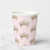 Royal Princess Crown Girl Verjaardagsfeestje Papieren Bekers (Achterkant)