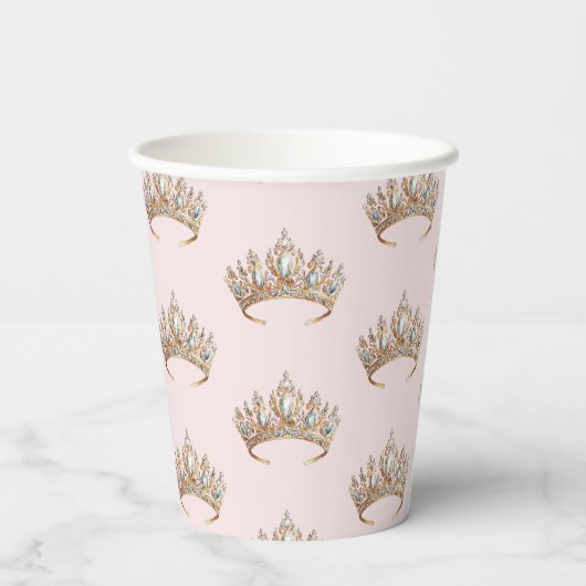 Royal Princess Crown Girl Verjaardagsfeestje Papieren Bekers (Achterkant)