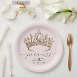 Royal Princess Crown Girl Verjaardagsfeestje Papieren Bordje