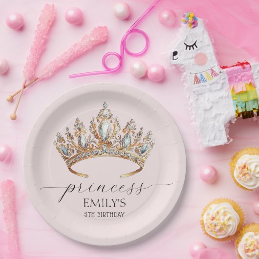 Royal Princess Crown Girl Verjaardagsfeestje Papieren Bordje (Feest)
