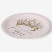 Royal Princess Crown Girl Verjaardagsfeestje Papieren Bordje (Gekanteld)