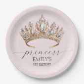 Royal Princess Crown Girl Verjaardagsfeestje Papieren Bordje (Voorkant)