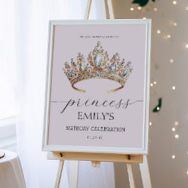 Royal Princess Crown Girl Verjaardagsfeestje Poster