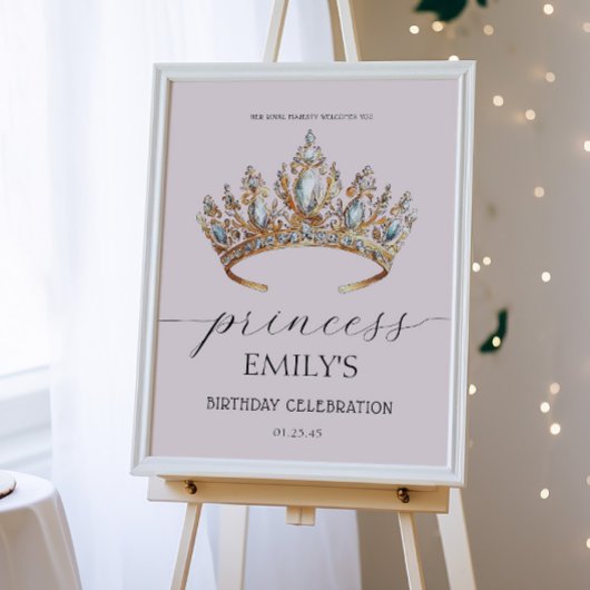 Royal Princess Crown Girl Verjaardagsfeestje Poster