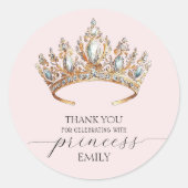 Royal Princess Crown Girl Verjaardagsfeestje Ronde Sticker (Voorkant)