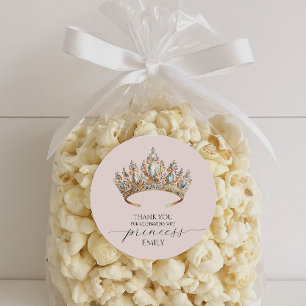 Royal Princess Crown Girl Verjaardagsfeestje Ronde Sticker