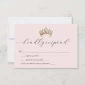 Royal Princess Crown Girl Verjaardagsfeestje RSVP Kaartje (Voorkant)