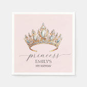 Royal Princess Crown Girl Verjaardagsfeestje Servet (Voorkant)