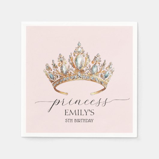 Royal Princess Crown Girl Verjaardagsfeestje Servet (Voorkant)