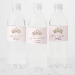 Royal Princess Crown Girl Verjaardagsfeestje Waterfles Etiket