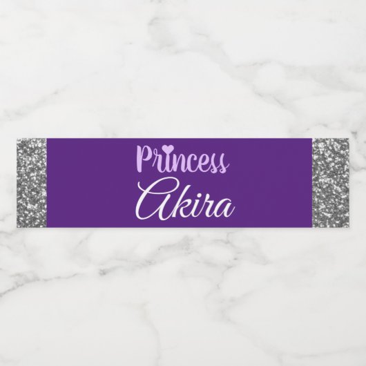 Royal Princess Fancy Paarse Waterfles Etiket (Enkel label)